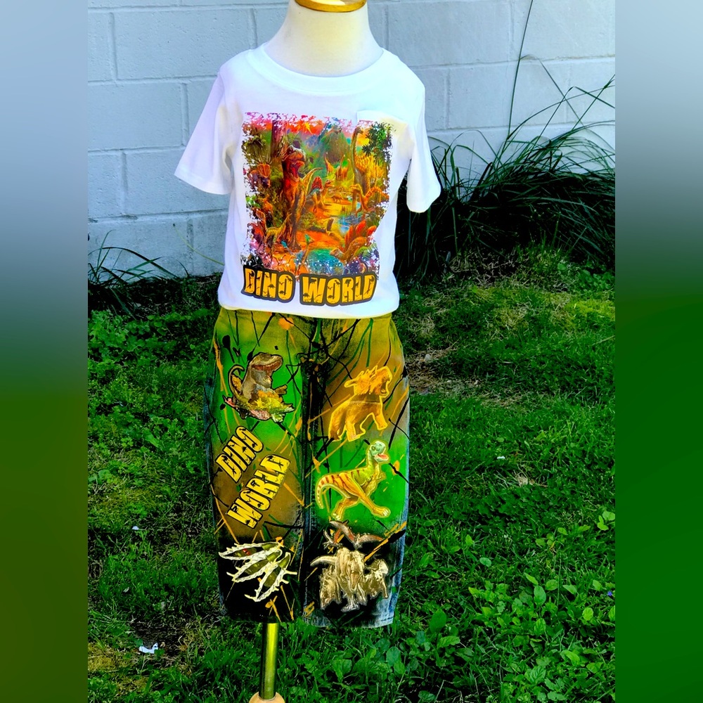 New outfit top and bottom Customized dinosaur outfit size 24 month…